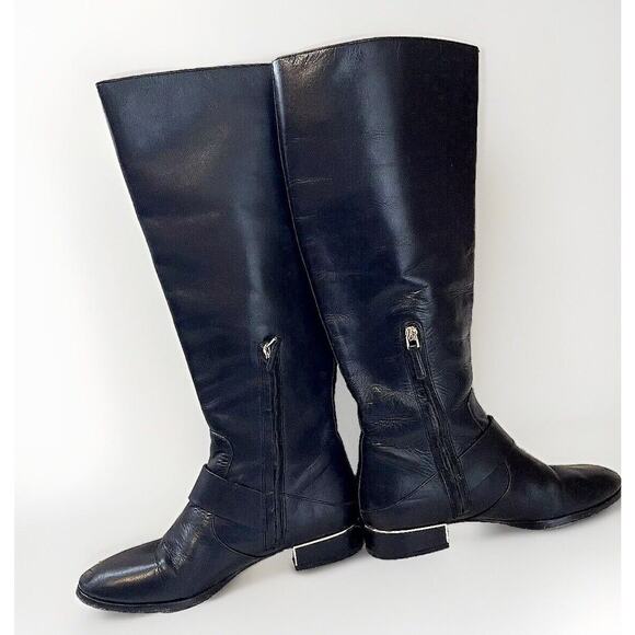 Authentic Womens Sofia Tory Burch Black Leather Knee Riding Boots-9 - Picture 10 of 11